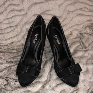 Limelight Black Suede Bow Pumps